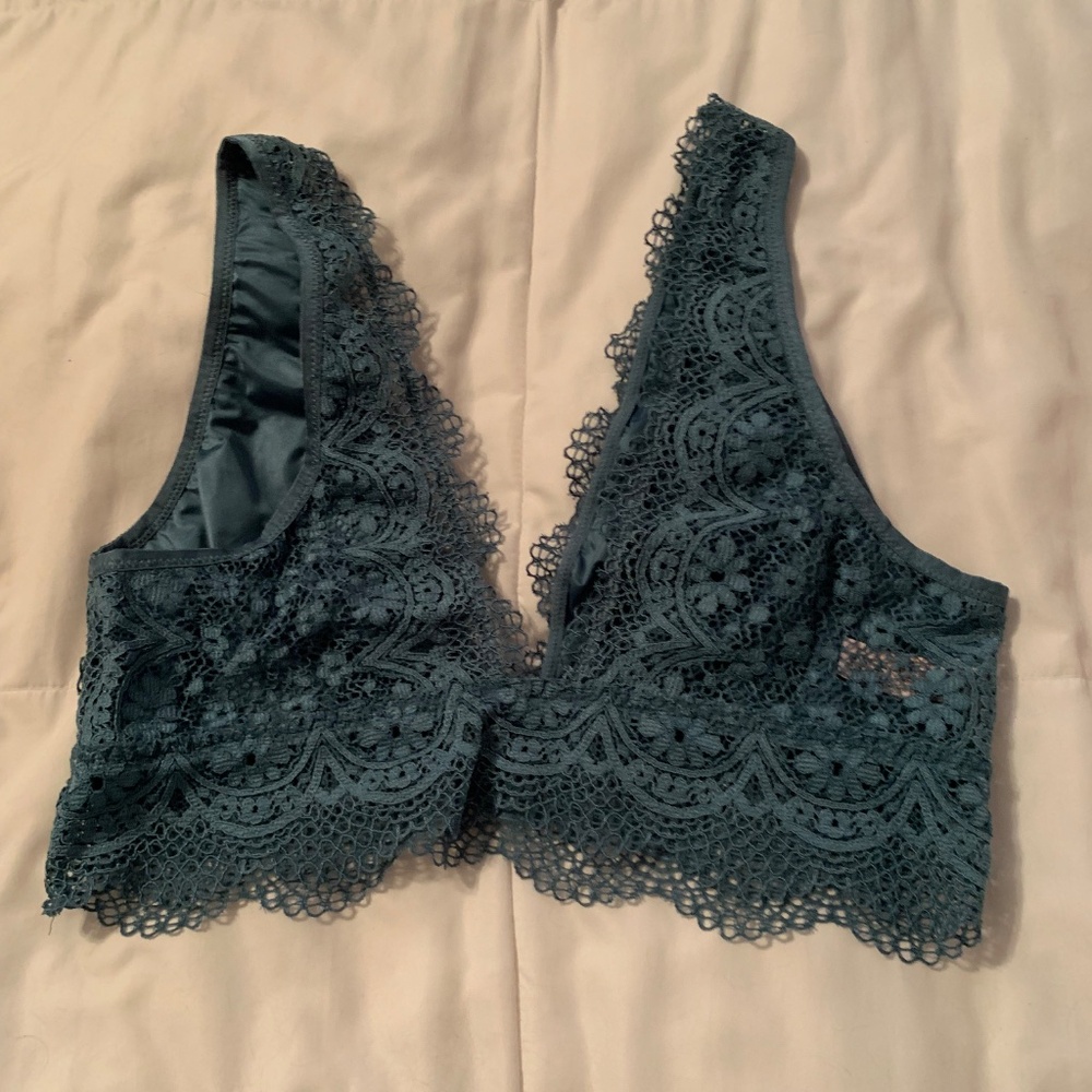 Victoria's Secret lace bralette L teal color